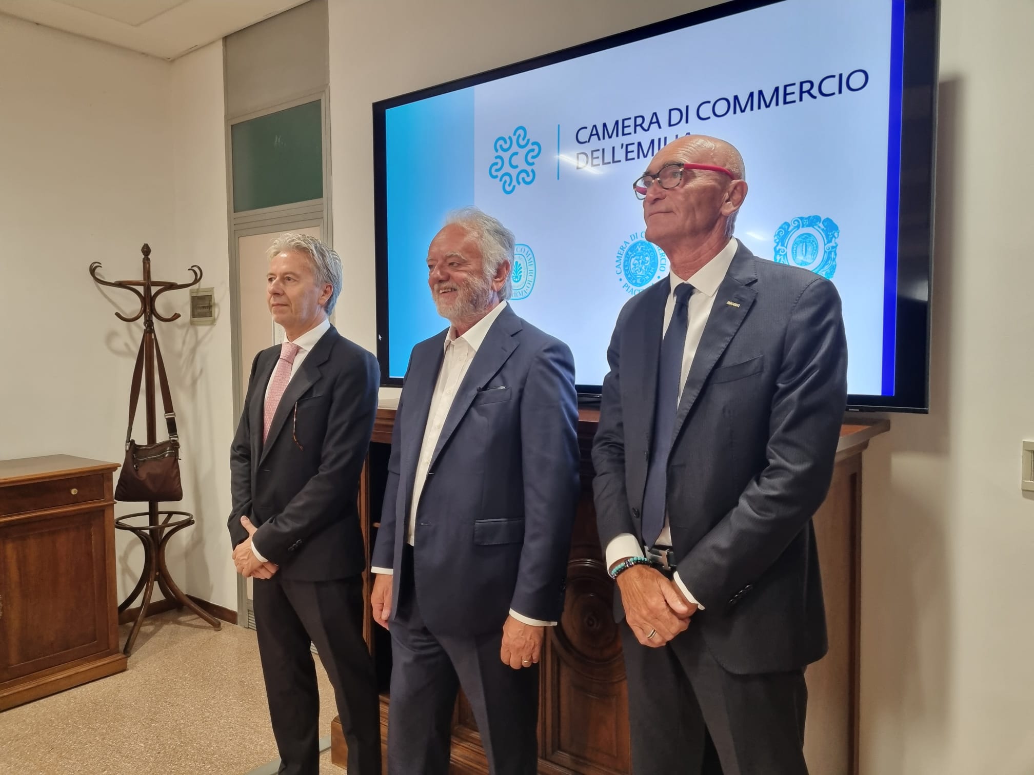 foto del presidente Landi, vice presidente vicario Cella e vice presidente Dall'Aglio
